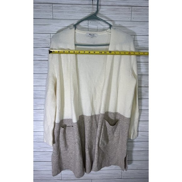 Madewell  Colorblock Cardigan Sweater Wool Alpaca Size XS White Ran Kent Relaxed - Picture 7 of 7